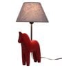 Grey Fabric Shade Table Lamp With Red Base