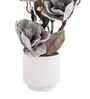 Gray Faux Leather Rustic Blossom Harmony Pot With Flower