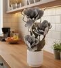 Gray Faux Leather Rustic Blossom Harmony Pot With Flower