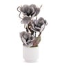 Gray Faux Leather Rustic Blossom Harmony Pot With Flower