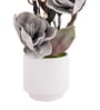 Gray Faux Leather Rustic Blossom Harmony Pot With Flower