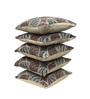 Grey Polyester Floral 16x16 inches Cushion Covers Set of 5