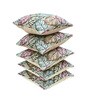 Grey Polyester Floral 16x16 inches Cushion Covers Set of 5