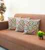 Grey Polyester Floral 20x20 inches Cushion Covers Set of 3