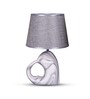 Gray Table Lamp Modern Design Fabric Lampshade Open Heart Shaped Ceramic Base