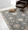 Grey Floral Wool 8 ft x 10 ft Hand Tufted Carpet