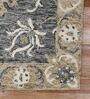 Grey Floral Wool 8 ft x 10 ft Hand Tufted Carpet