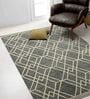 Grey Geometric Wool 8 ft x 10 ft Hand Tufted Carpet