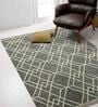 Grey Geometric Wool 5 ft x 8 ft Hand Tufted Carpet