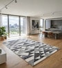 Greys & Black Triangles Wool And Cotton 5 X 8 Ft Hand Tufted Carpet