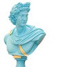 Greek Apollo Bust Blue Resin Figurine