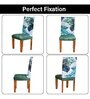 Blue & Green Leaf Floral Polyester Blend 14x38 Inches Chair Covers (Set of 4)