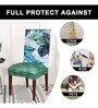 Blue & Green Leaf Floral Polyester Blend 14x38 Inches Chair Covers (Set of 4)
