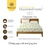 Green & Cream Glace Cotton Floral Print Elastic Fitted King Bedsheet With 2 Pillow Covers