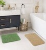 Green & Dark Beige Absorbent and Quick-Dry Polyester Bath Mats 38x58 cm