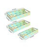 Green & Gold MDF Wood Green Peacock (Set of 3) Serving Tray