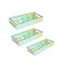 Green & Gold MDF Wood Green Peacock (Set of 3) Serving Tray