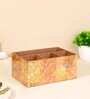 Green & Gold Mdf Wood Rectangle 1 Pcs Cutlery Holder
