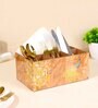 Green & Gold Mdf Wood Rectangle 1 Pcs Cutlery Holder