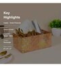 Green & Gold Mdf Wood Rectangle 1 Pcs Cutlery Holder