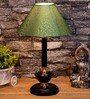 Green & Gold Shade Table Lamp With Metal Base