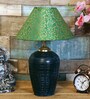 Green & Gold Shade Table Lamp With Terracotta Base
