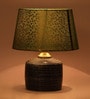 Green & Gold Shade Table Lamp With Terracotta Base