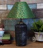 Green & Gold Shade Table Lamp With Terracotta Base