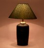 Green & Gold Shade Table Lamp With Terracotta Base