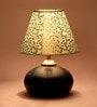 Green & Gold Shade Table Lamp With Terracotta Base