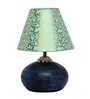 Green & Gold Shade Table Lamp With Terracotta Base