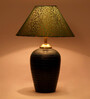 Green & Gold Shade Table Lamp With Terracotta Base