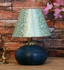Green & Gold Shade Table Lamp With Terracotta Base