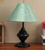 Green & Gold Shade Table Lamp With Black Metal Base