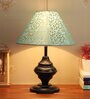 Green & Gold Shade Table Lamp With Black Metal Base