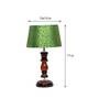 Verona Green & Gold Fabric Shade Night Lamp With Wood Base