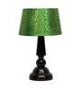 Sloping Green & Gold Fabric Shade Night Lamp With Wood Base
