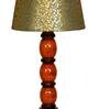 Bow Green & Gold Fabric Shade Night Lamp With Wood Base