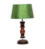 Verona Green & Gold Fabric Shade Night Lamp With Wood Base
