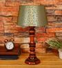 Fellida Green & Gold Fabric Shade Night Lamp With Wood Base