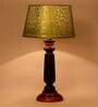 Hersey Green & Gold Fabric Shade Night Lamp With Wood Base