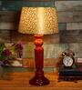 Inspired Green & Gold Fabric Shade Night Lamp With Wood Base