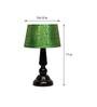 Sloping Green & Gold Fabric Shade Night Lamp With Wood Base