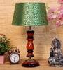 Verona Green & Gold Fabric Shade Night Lamp With Wood Base