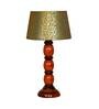 Bow Green & Gold Fabric Shade Night Lamp With Wood Base