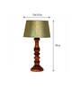 Colonial Green & Gold Fabric Shade Night Lamp With Wood Base