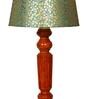 Inspired Green & Gold Fabric Shade Night Lamp With Wood Base