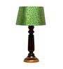 Hersey Green & Gold Fabric Shade Night Lamp With Wood Base