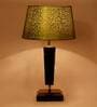 Mountwill Green & Gold Fabric Shade Night Lamp With Wood Base