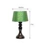 Louise Green & Gold Fabric Shade Night Lamp With Wood Base